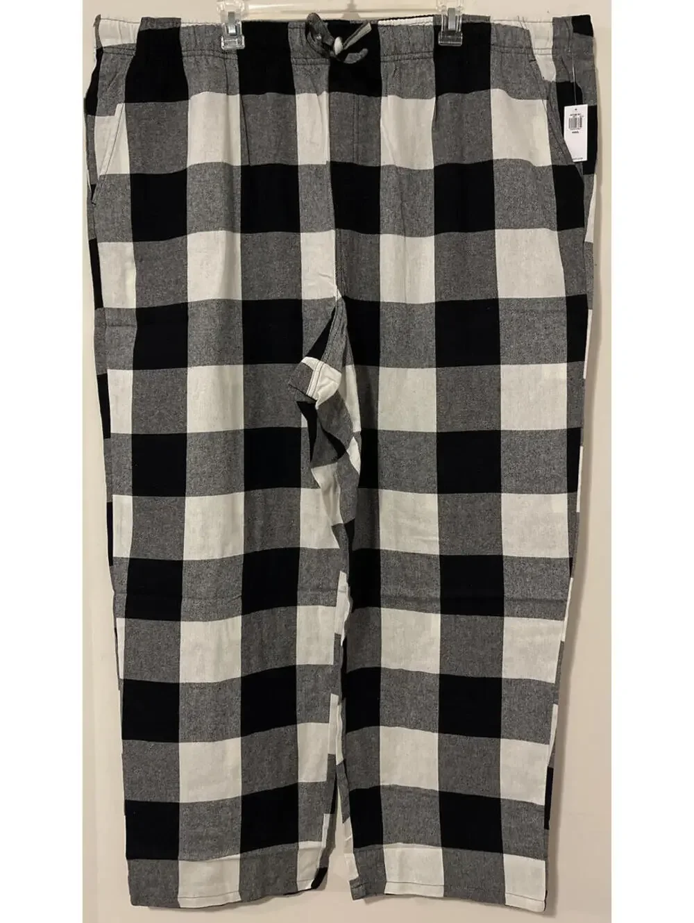 Old Navy Mens 4xl White Black Plaid Lounge Cotton PJ Pants w/Pockets NWT! A5510